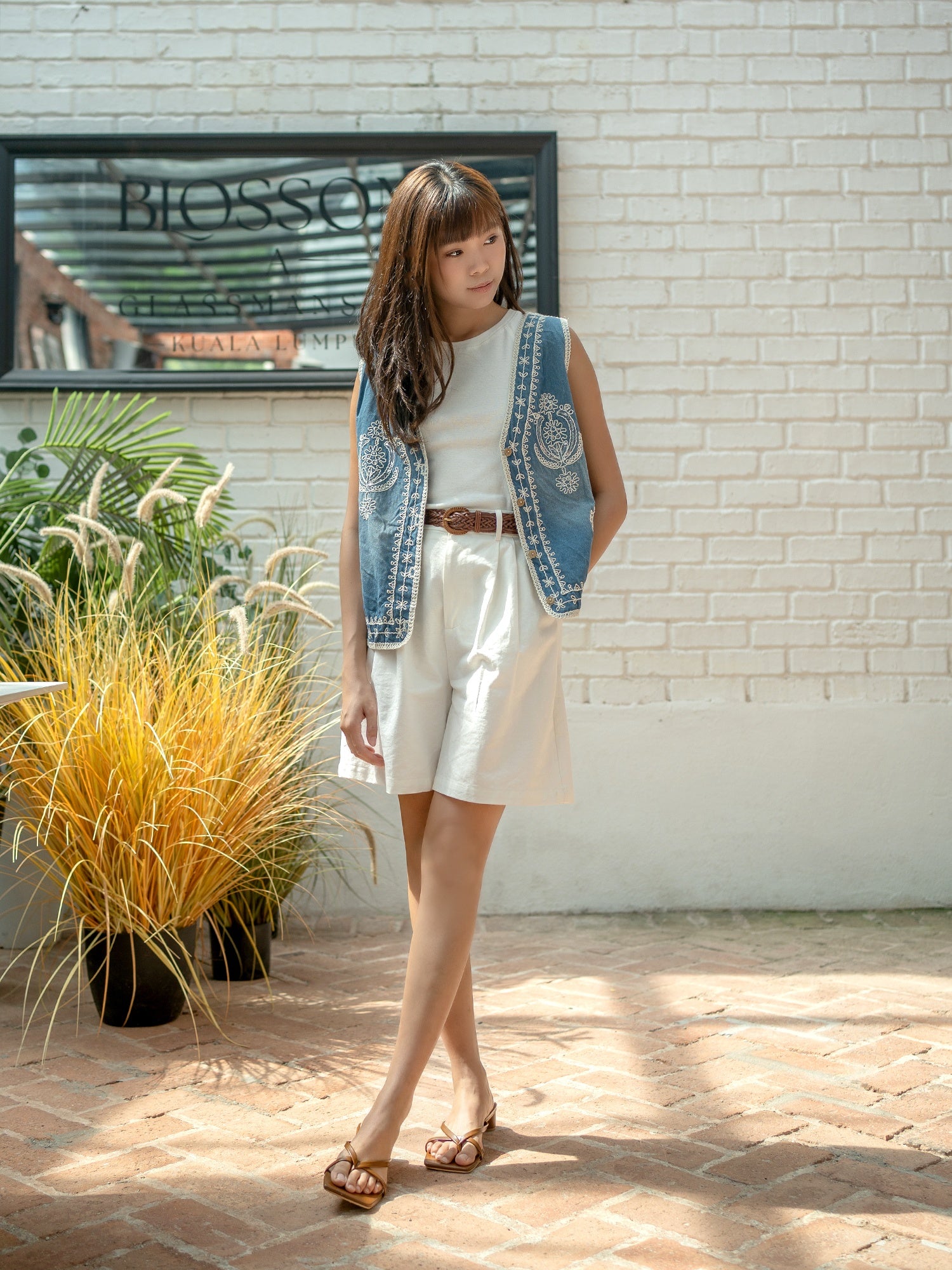 Embroidered Boho Denim Vest