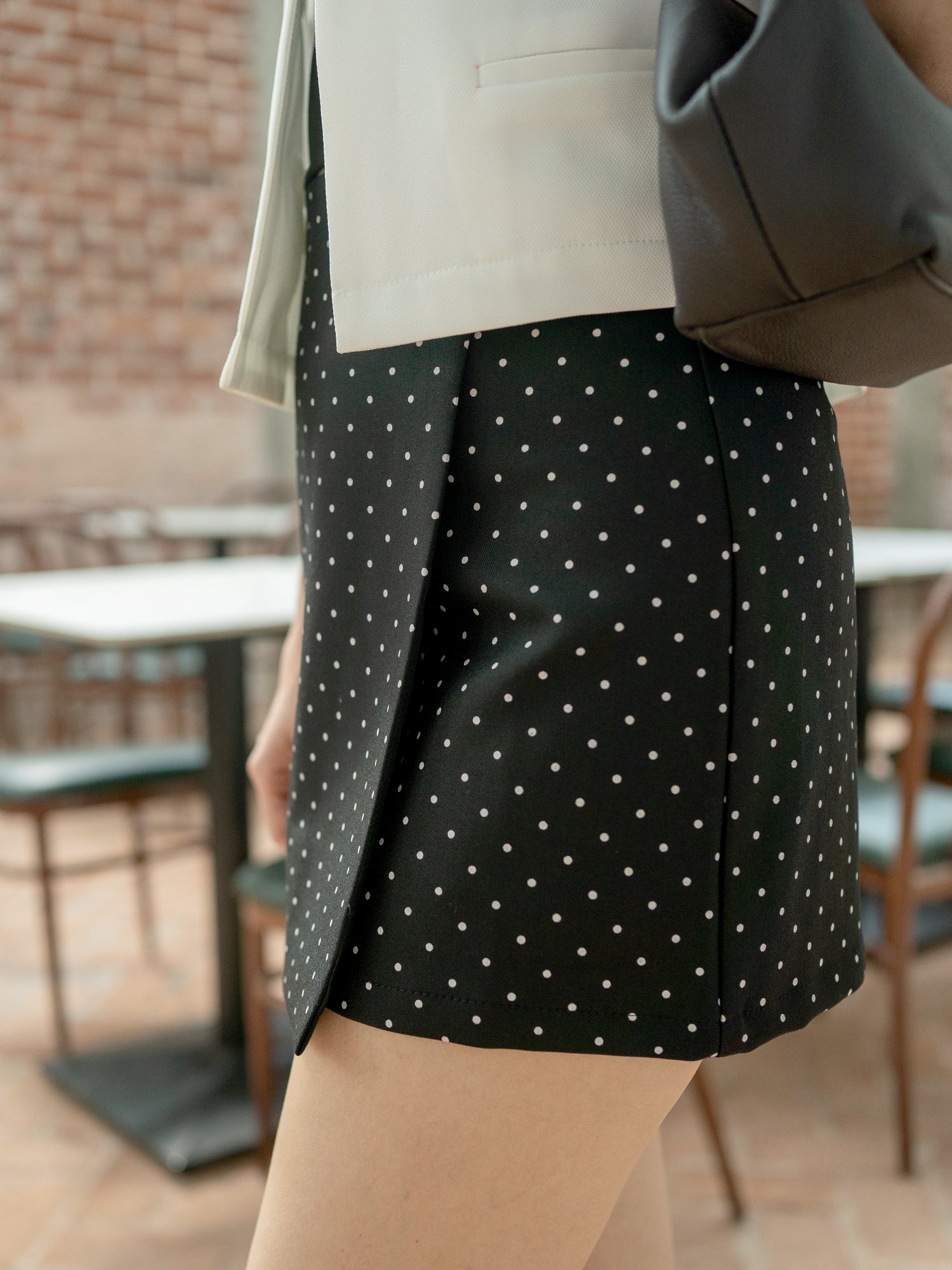 Polka A-Line Wrapped Skirt