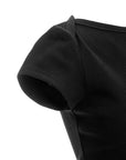 Ribbed Knit Short-Sleeve Boat Neck Top
