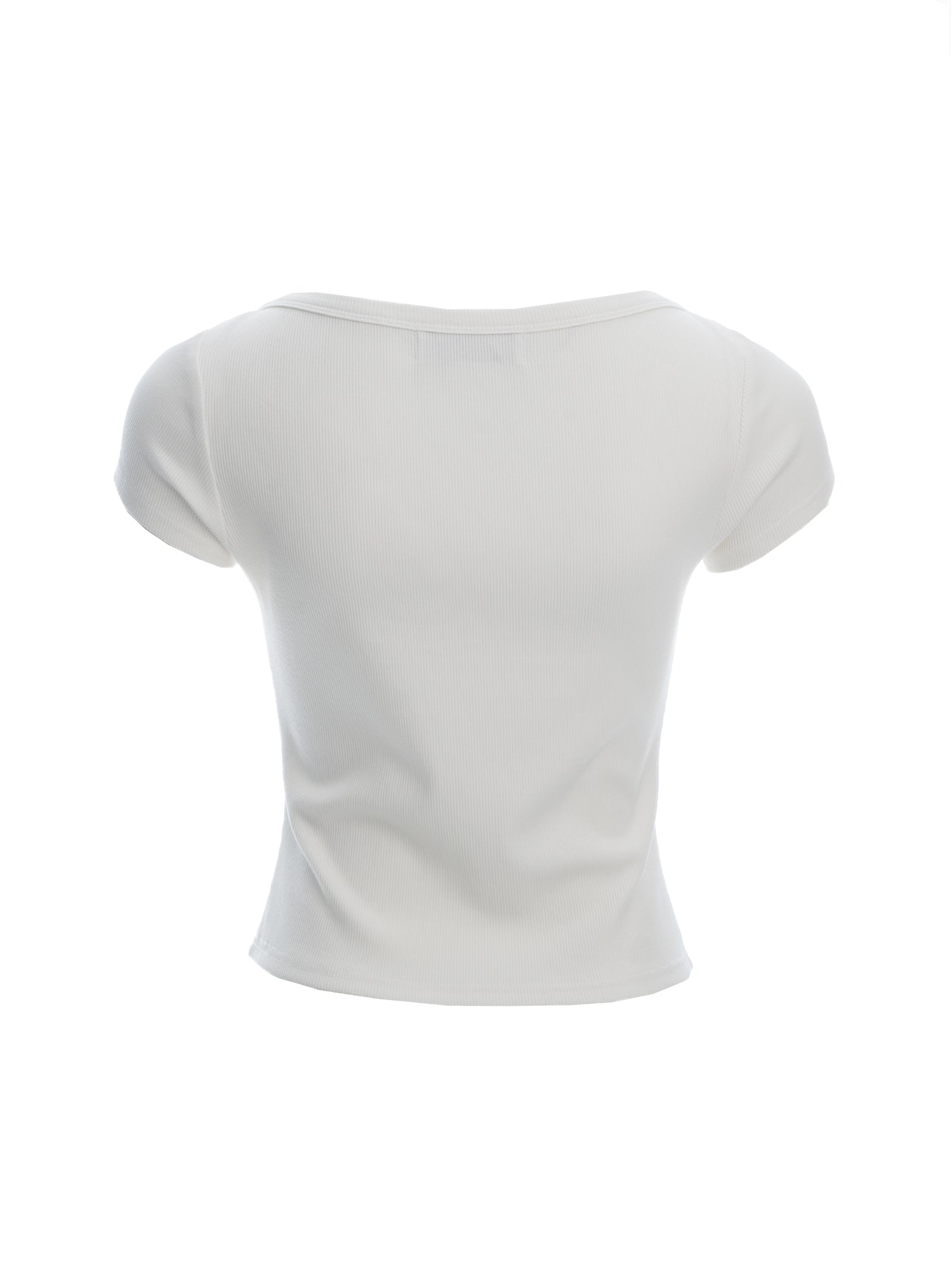 Ribbed Knit Short-Sleeve Boat Neck Top