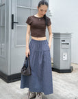 Checked Printed Seersucker Volume Skirt