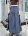 Checked Printed Seersucker Volume Skirt