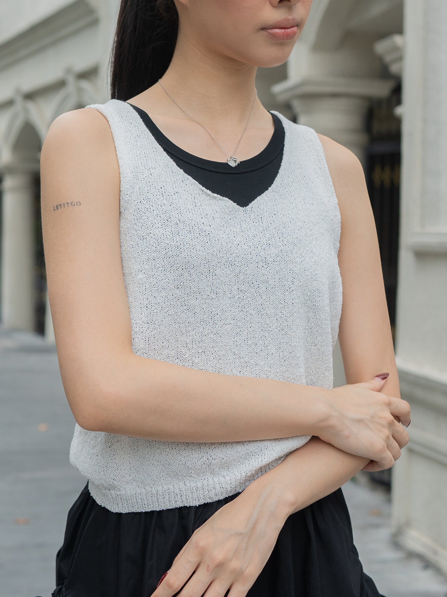 V-Neck Sleeveless Knit Top