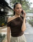 Asymmetric Neckline Fitted Top