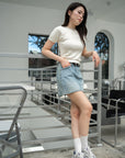 Yarn Knit Short-Sleeve Top