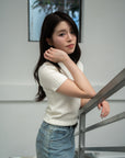 Yarn Knit Short-Sleeve Top