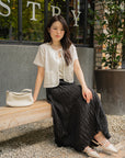 Crinkled Texture Midi Skirt