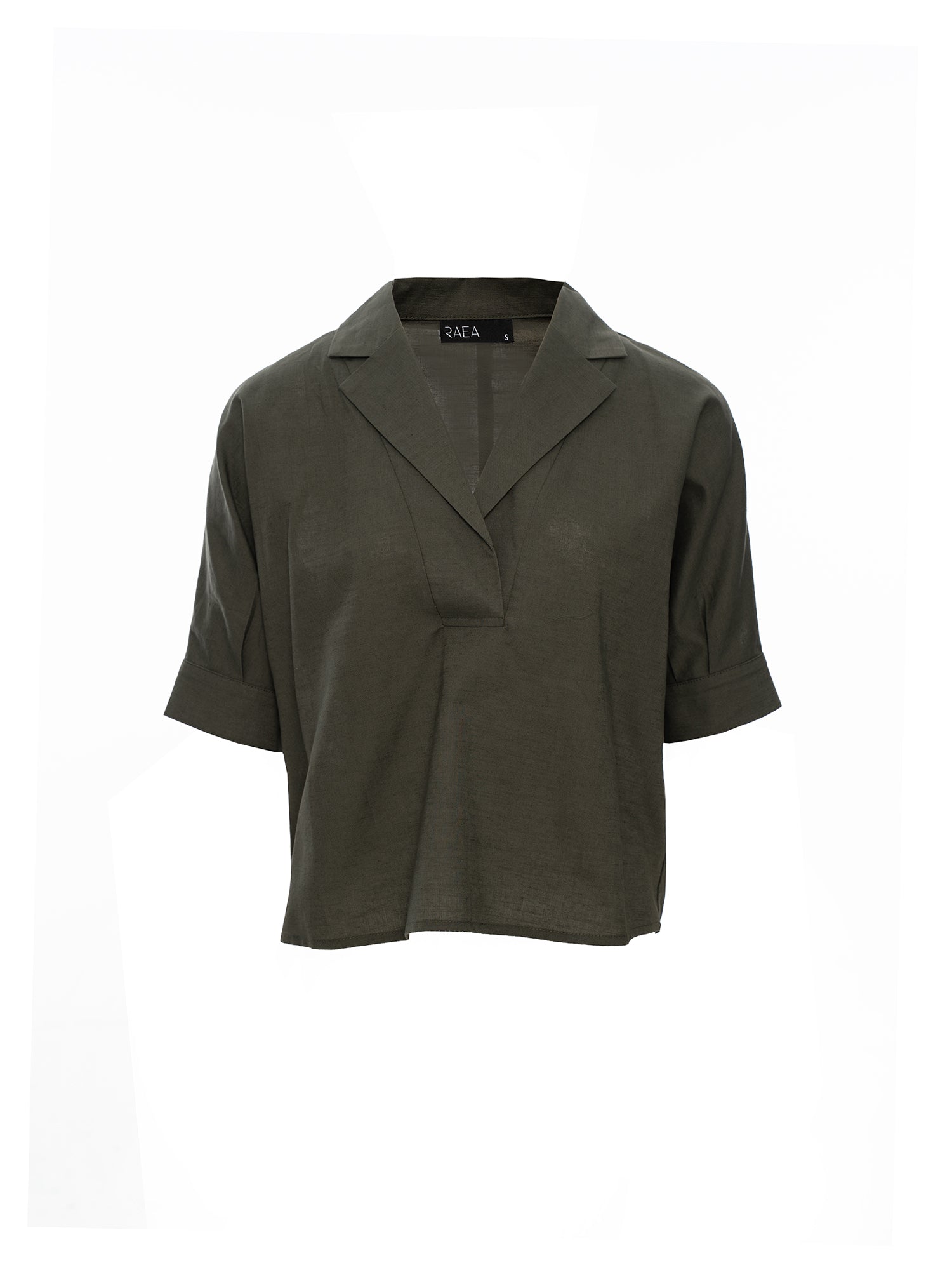 Notch-Lapel Popover Blouse