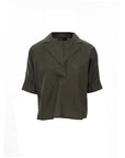 Notch-Lapel Popover Blouse