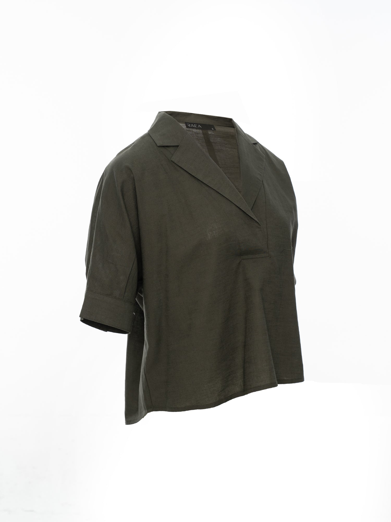 Notch-Lapel Popover Blouse