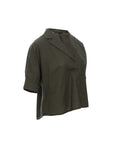 Notch-Lapel Popover Blouse