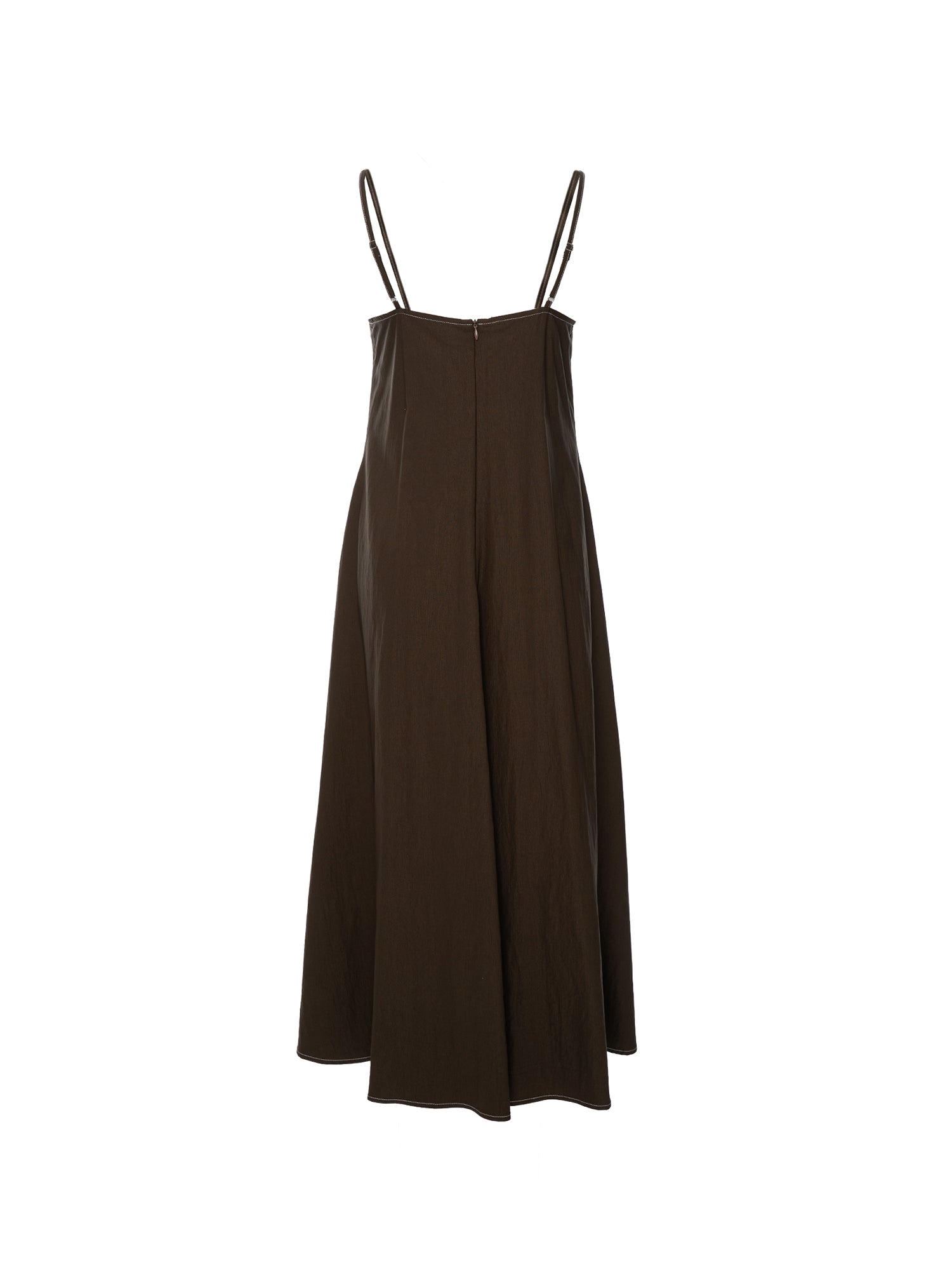 Sleeveless V-Neck Denim-Like Midi Dress