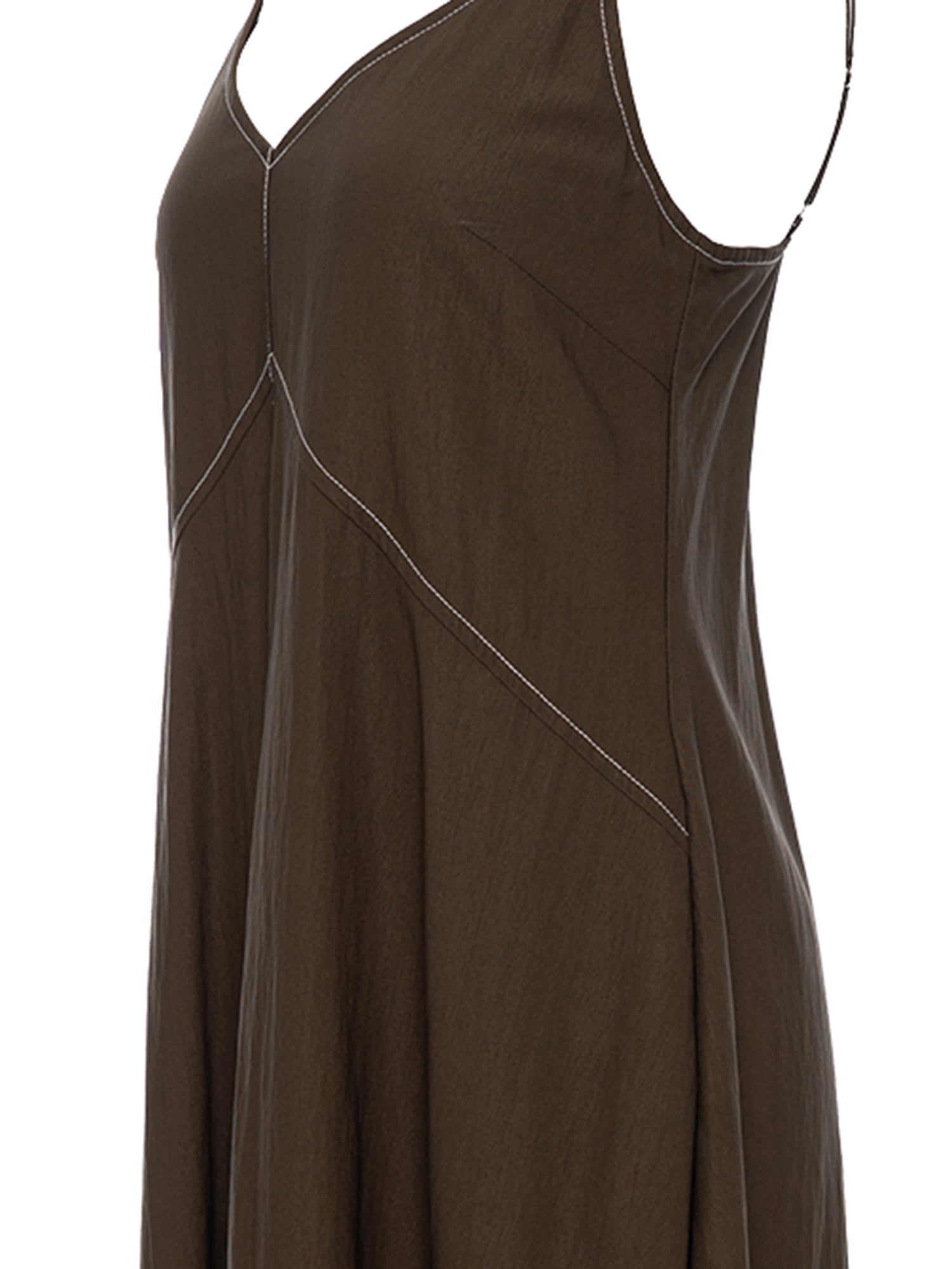 Sleeveless V-Neck Denim-Like Midi Dress