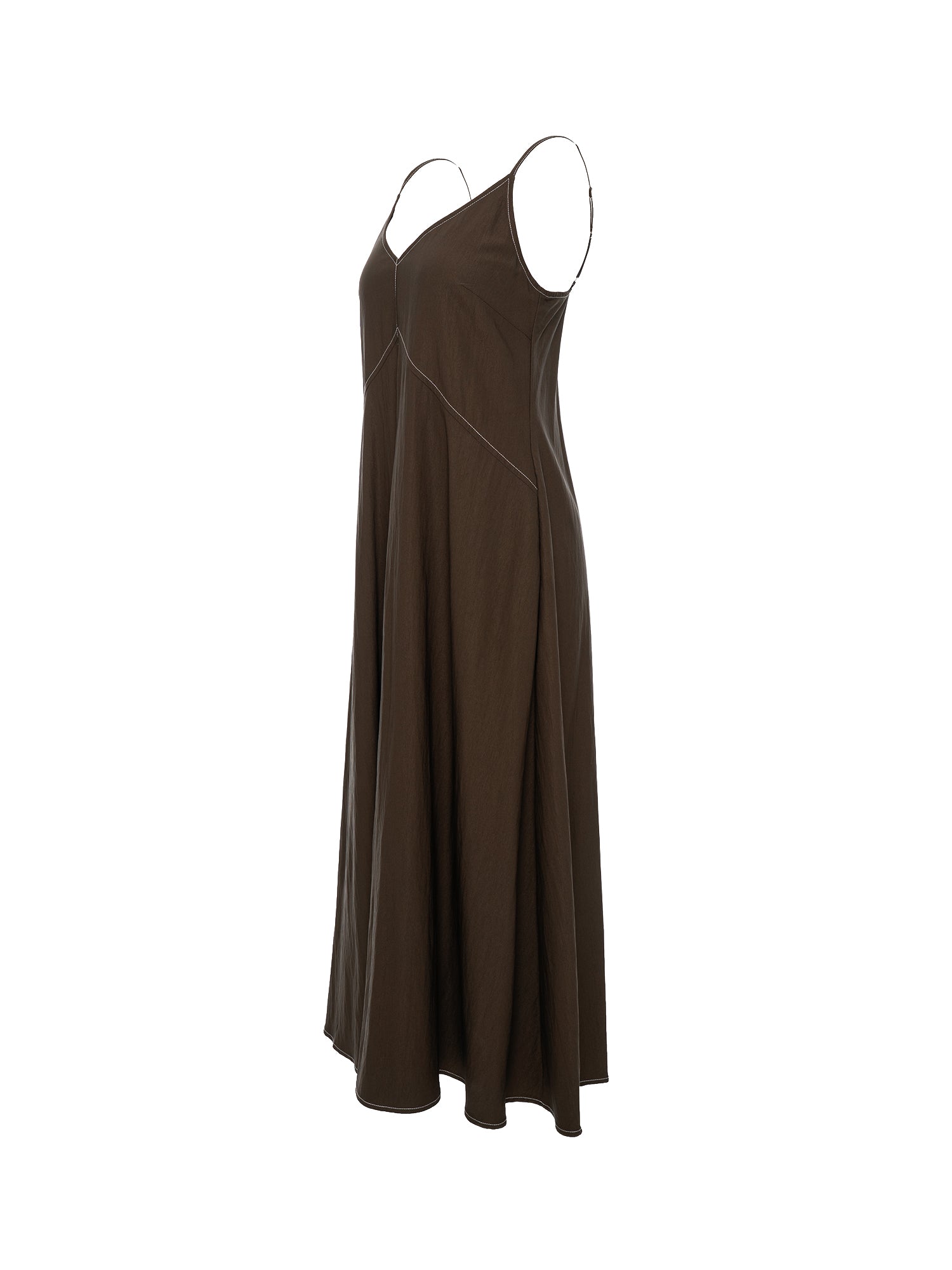 Sleeveless V-Neck Denim-Like Midi Dress