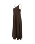 Sleeveless V-Neck Denim-Like Midi Dress