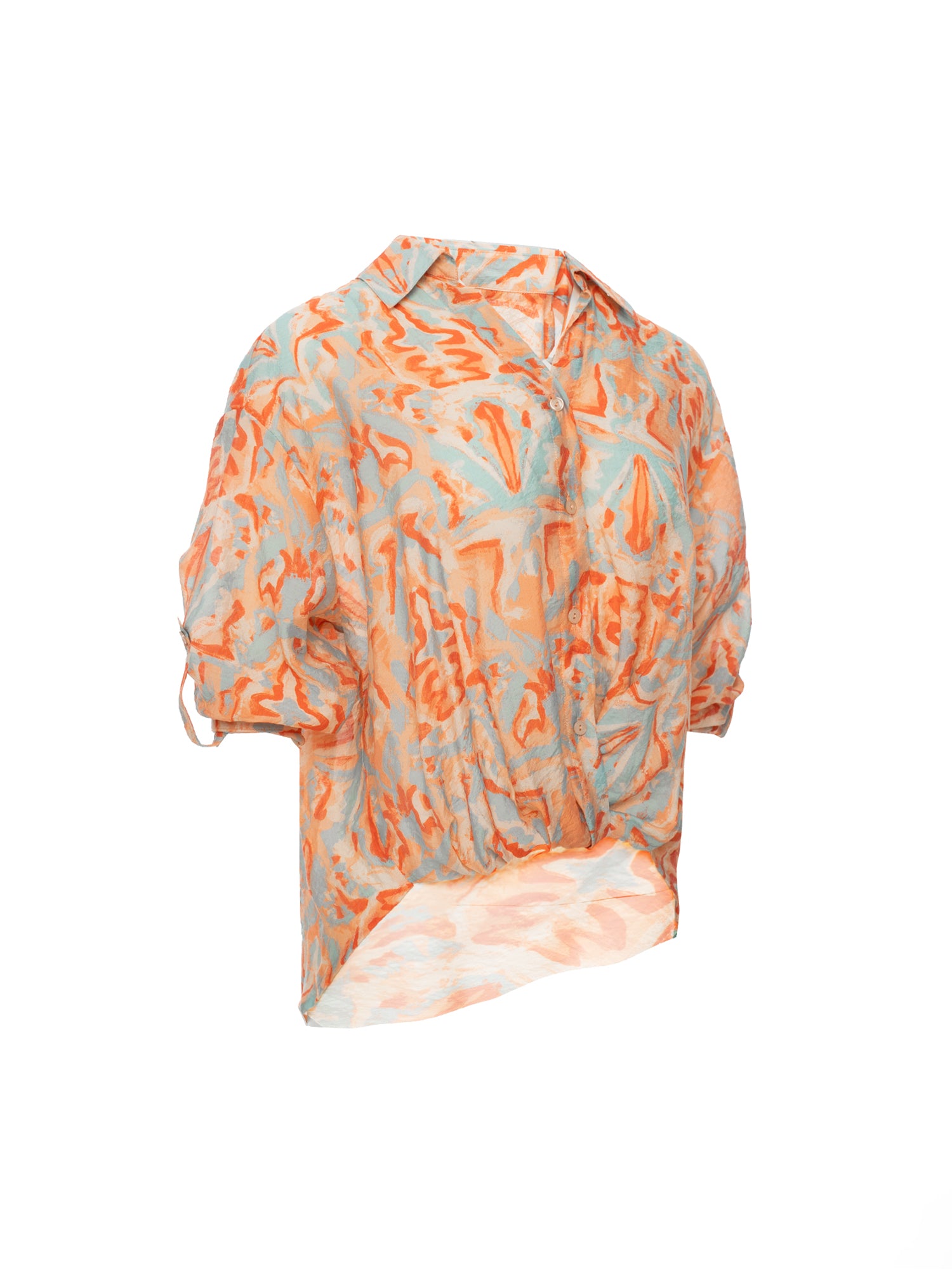 Printed Collar Wrap Shirt