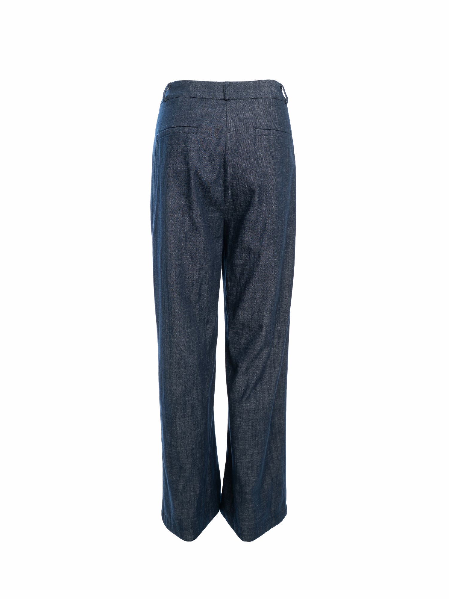 Wide-Leg Pleated Denim Pants