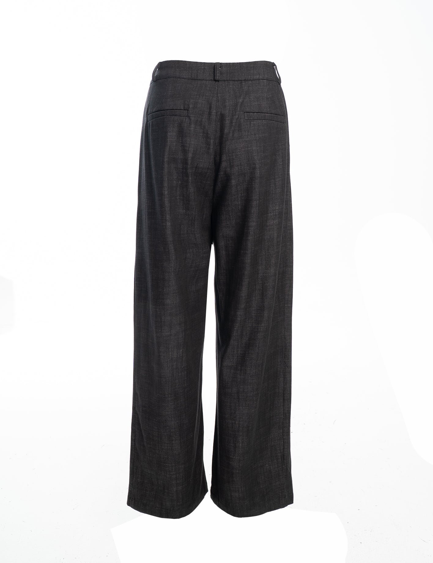 Wide-Leg Pleated Denim Pants