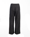 Wide-Leg Pleated Denim Pants