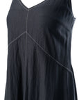Sleeveless V-Neck Denim-Like Midi Dress