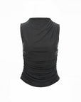 Ruched Sleeveless Mesh Top