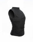 Ruched Sleeveless Mesh Top