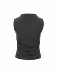 Ruched Sleeveless Mesh Top