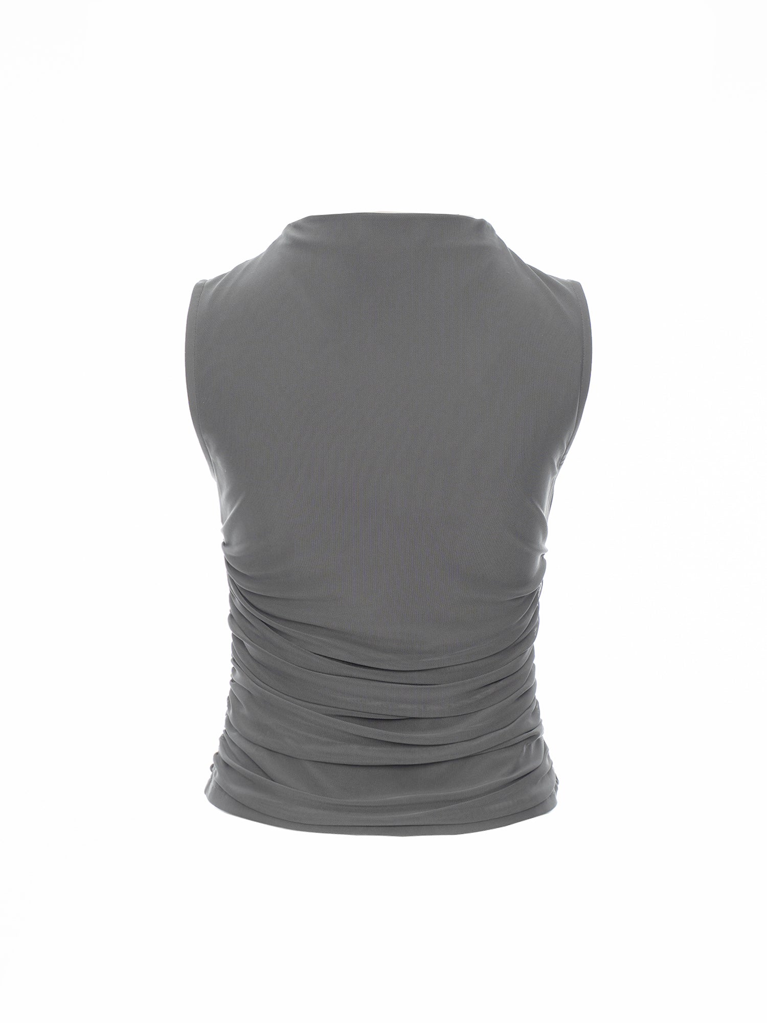 Ruched Sleeveless Mesh Top