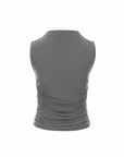 Ruched Sleeveless Mesh Top