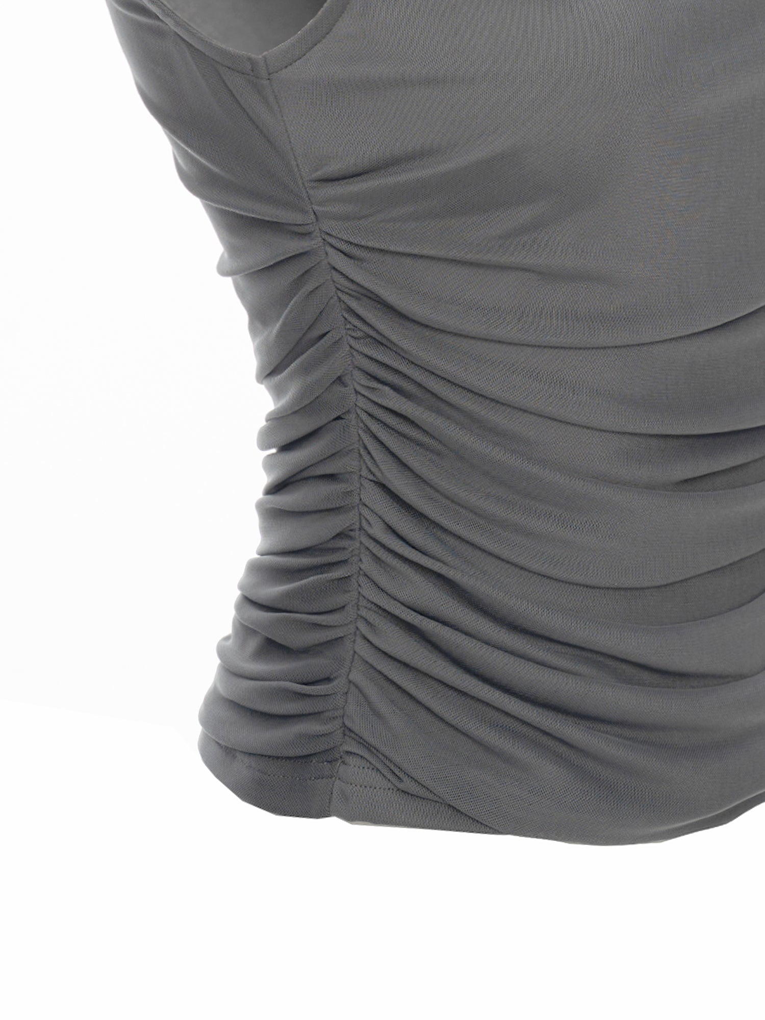 Ruched Sleeveless Mesh Top