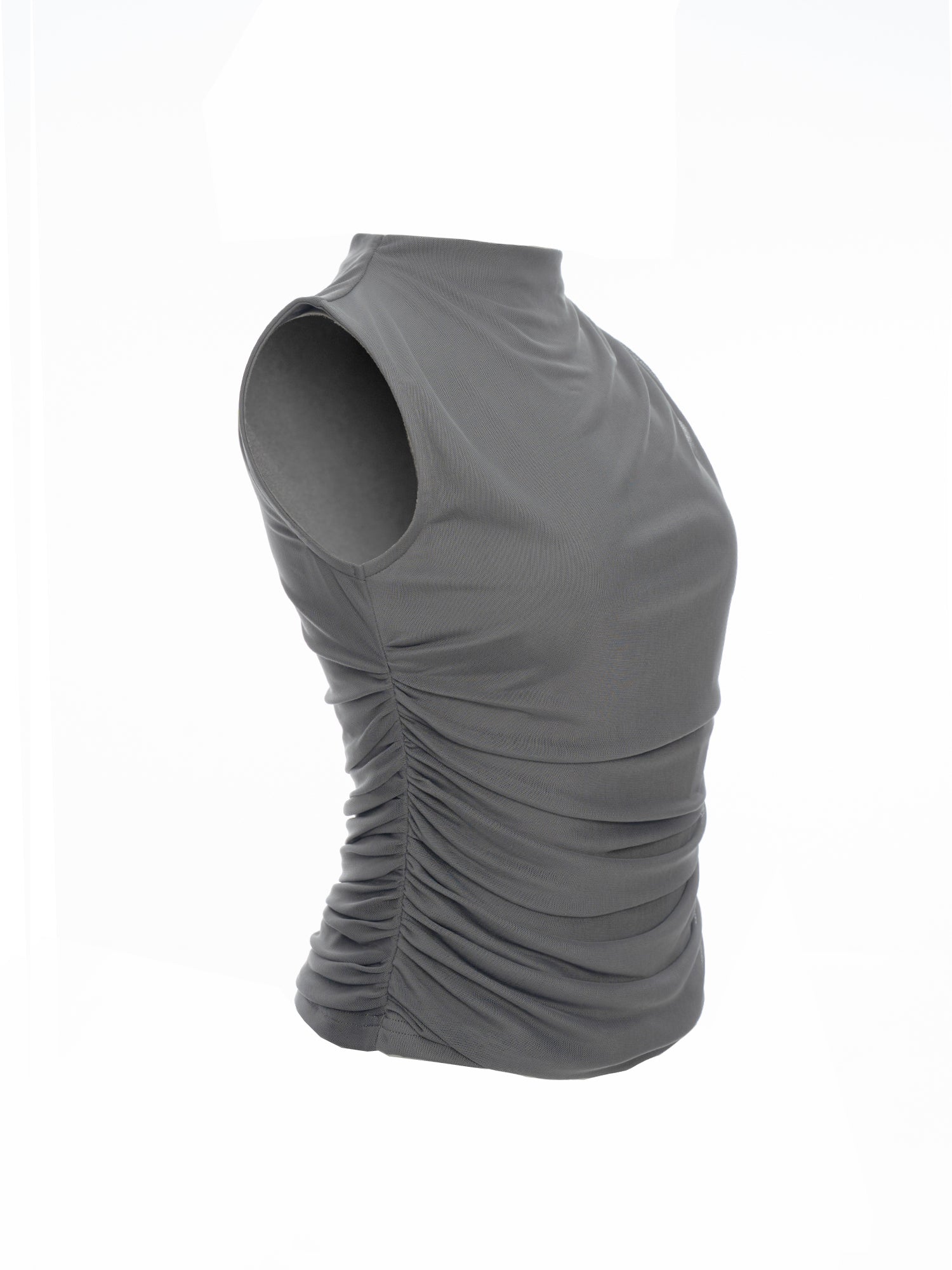 Ruched Sleeveless Mesh Top