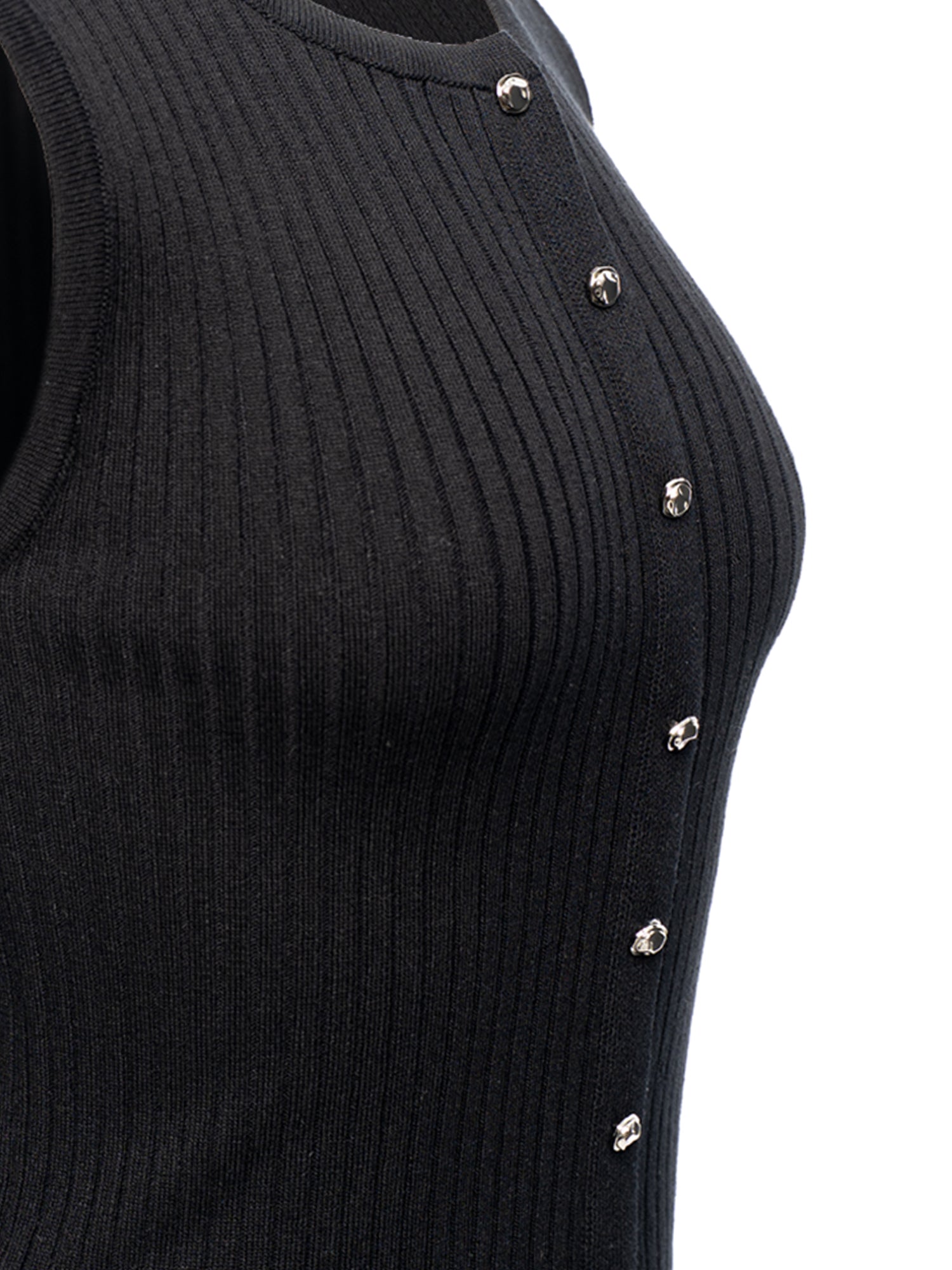Button-Front Knit Vest Top