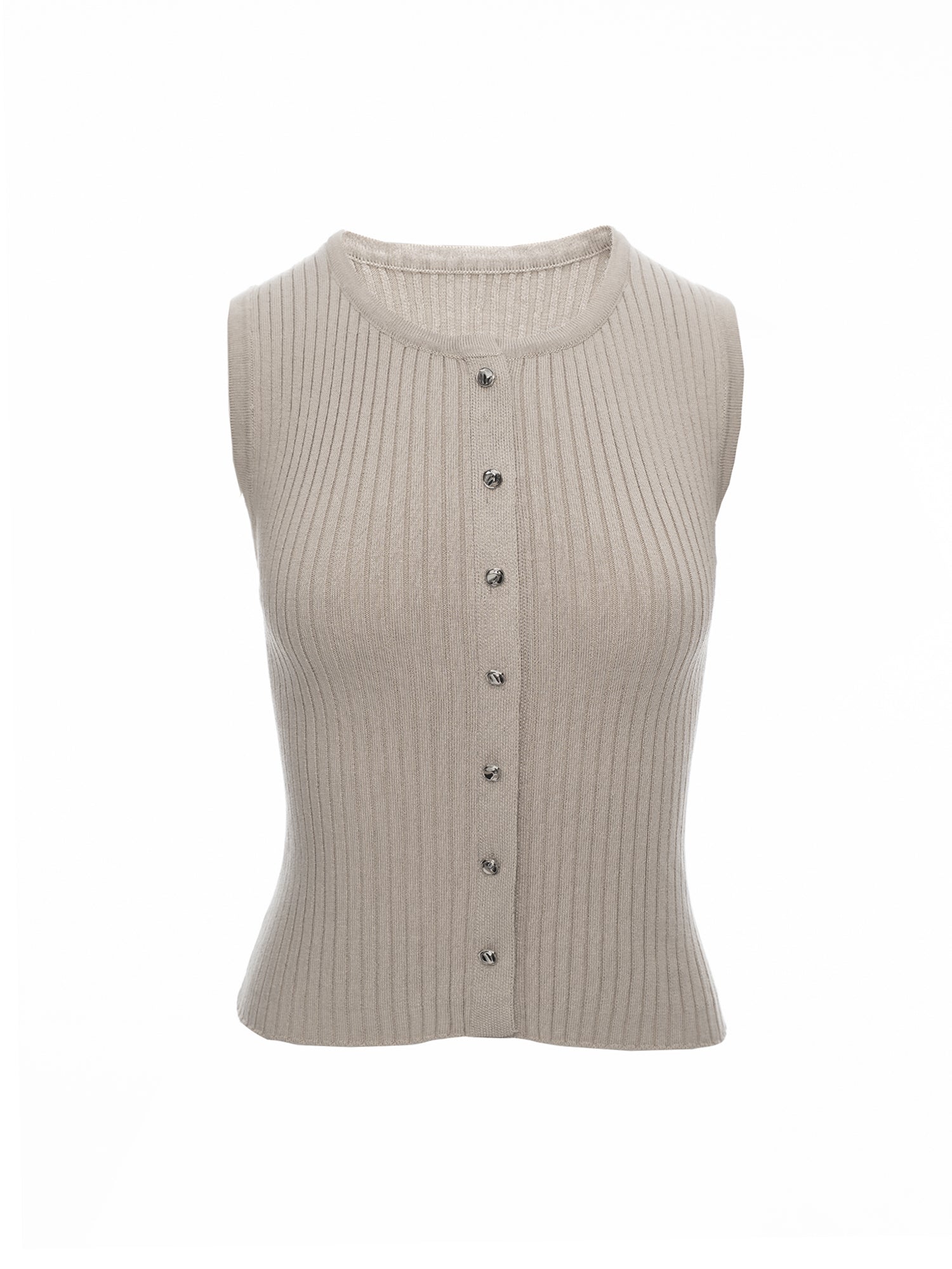 Button-Front Knit Vest Top