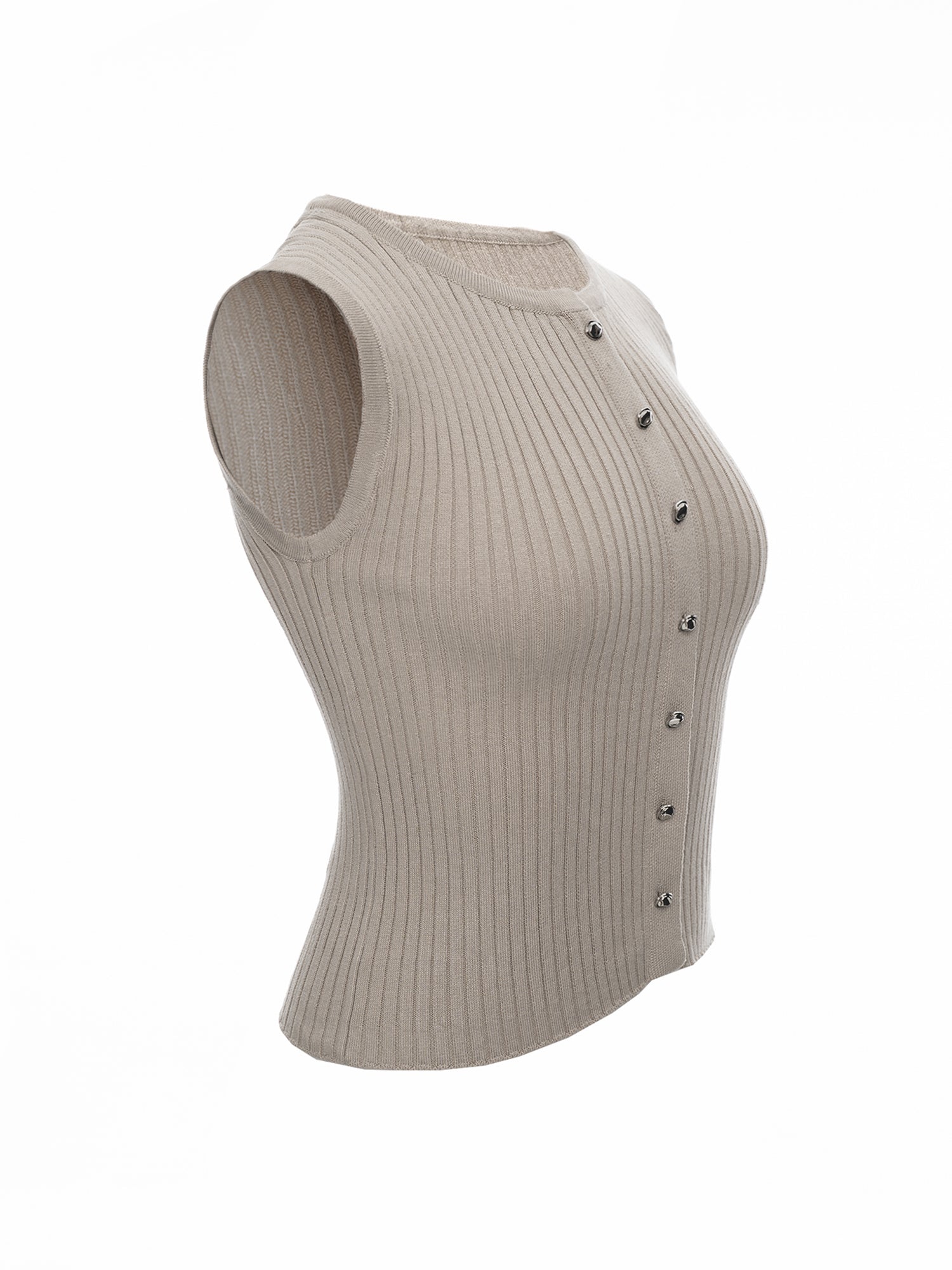 Button-Front Knit Vest Top