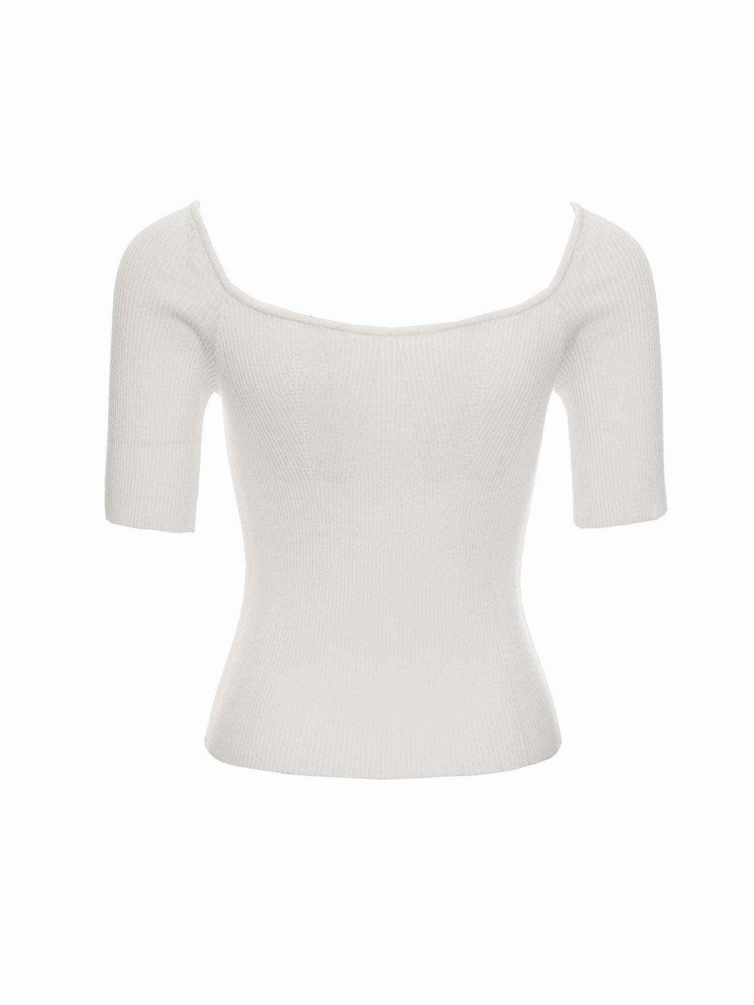 Soft Ribbed Square-Neck Knit Top