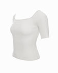 Soft Ribbed Square-Neck Knit Top