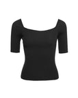 Soft Ribbed Square-Neck Knit Top
