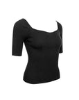 Soft Ribbed Square-Neck Knit Top
