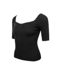 Soft Ribbed Square-Neck Knit Top