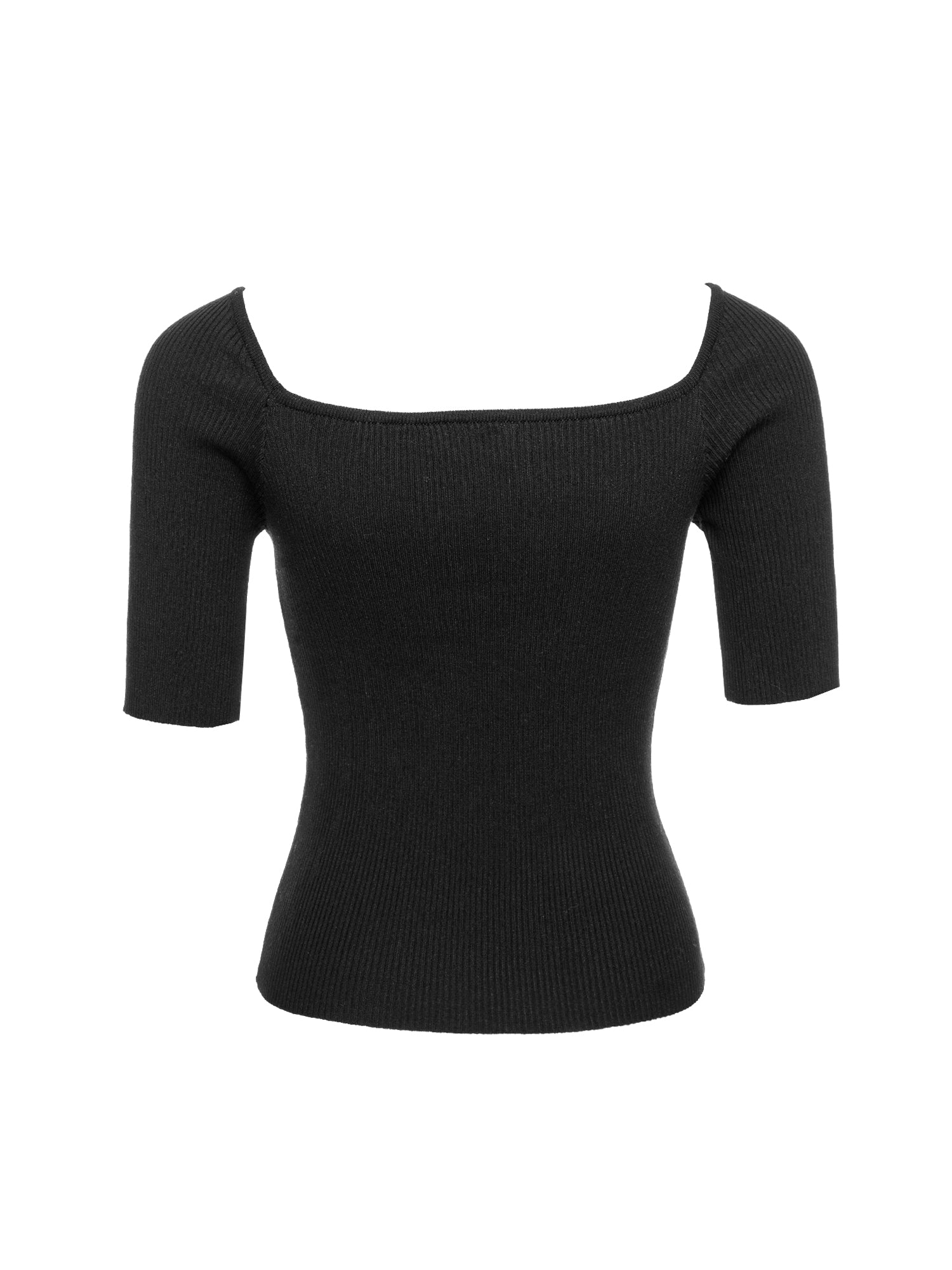 Soft Ribbed Square-Neck Knit Top