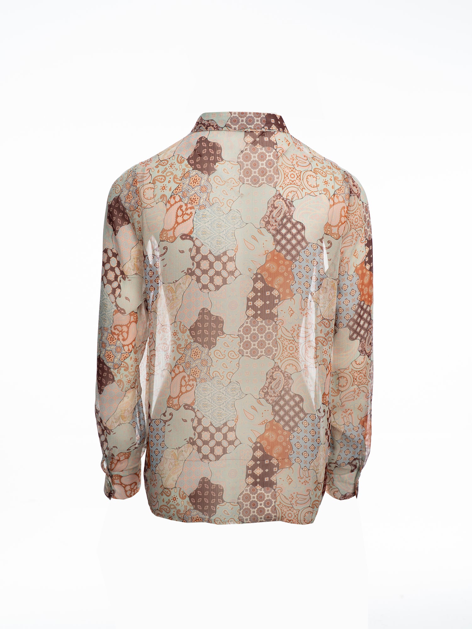 Abstract Print Sheer Shirt