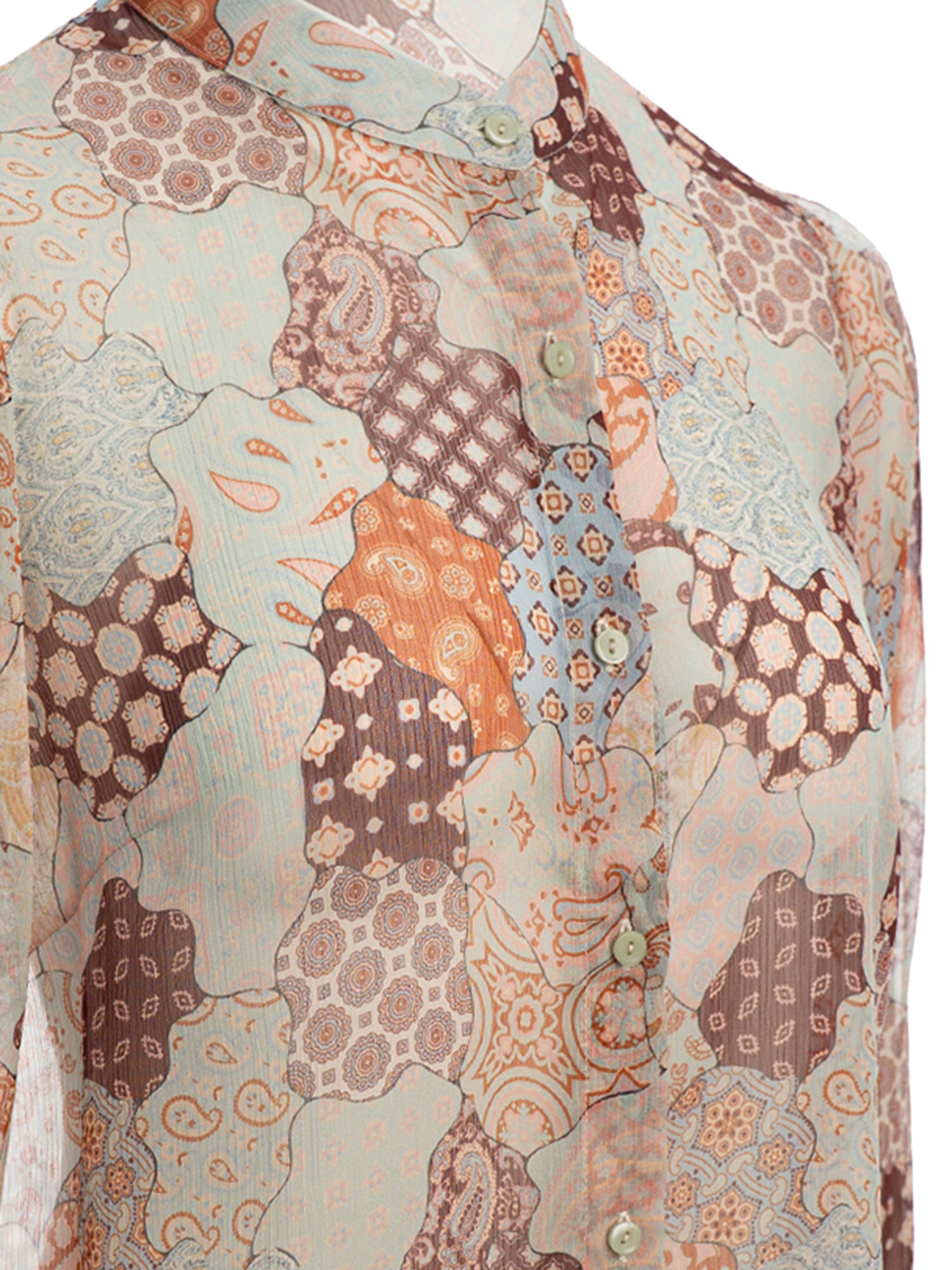 Abstract Print Sheer Shirt