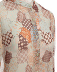 Abstract Print Sheer Shirt