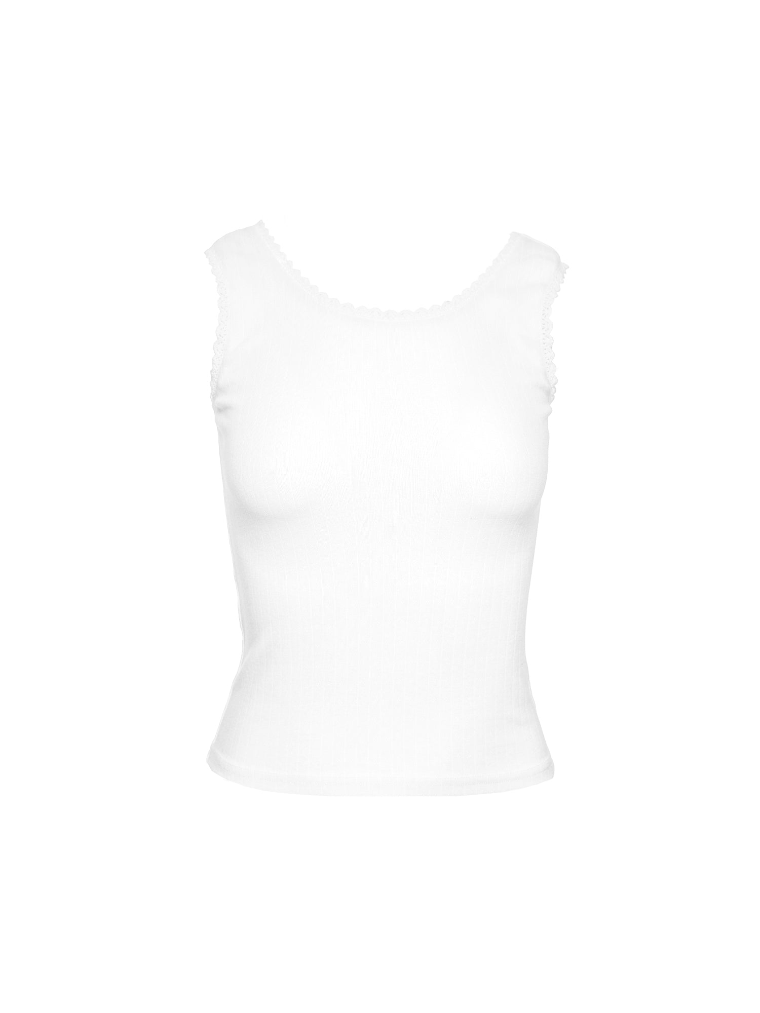 Lace Trim Ribbed Tank Top
