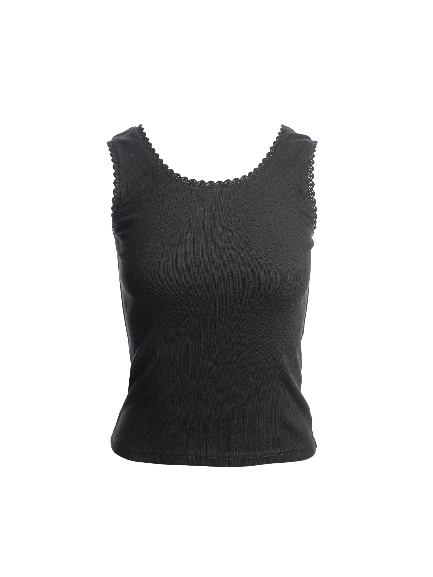 Lace Trim Ribbed Tank Top