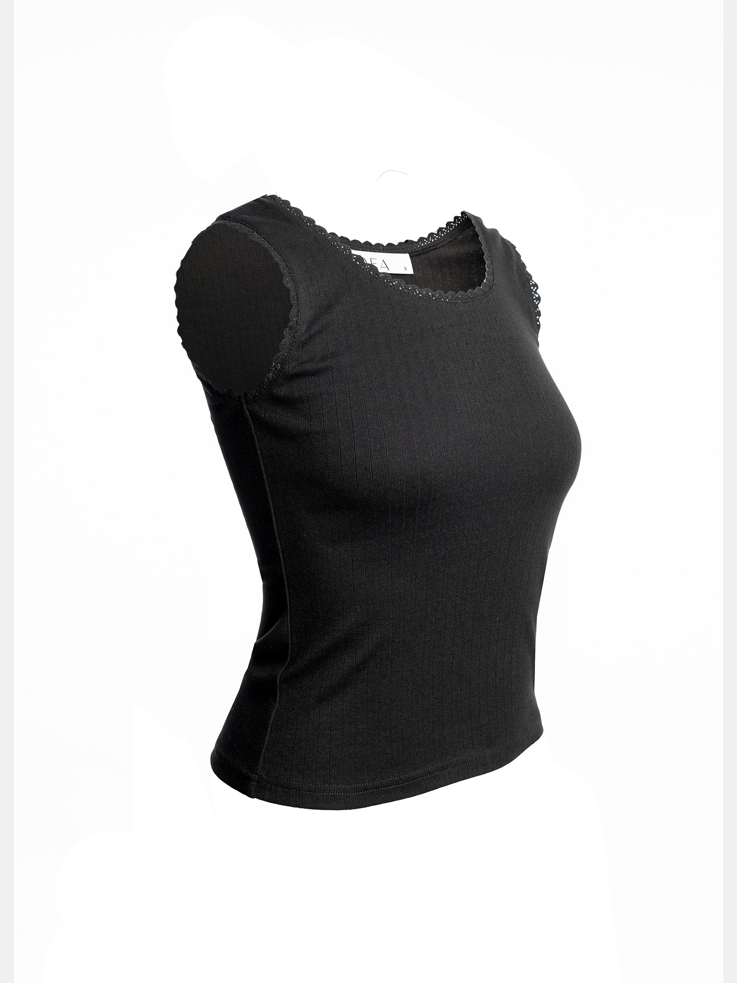 Lace Trim Ribbed Tank Top