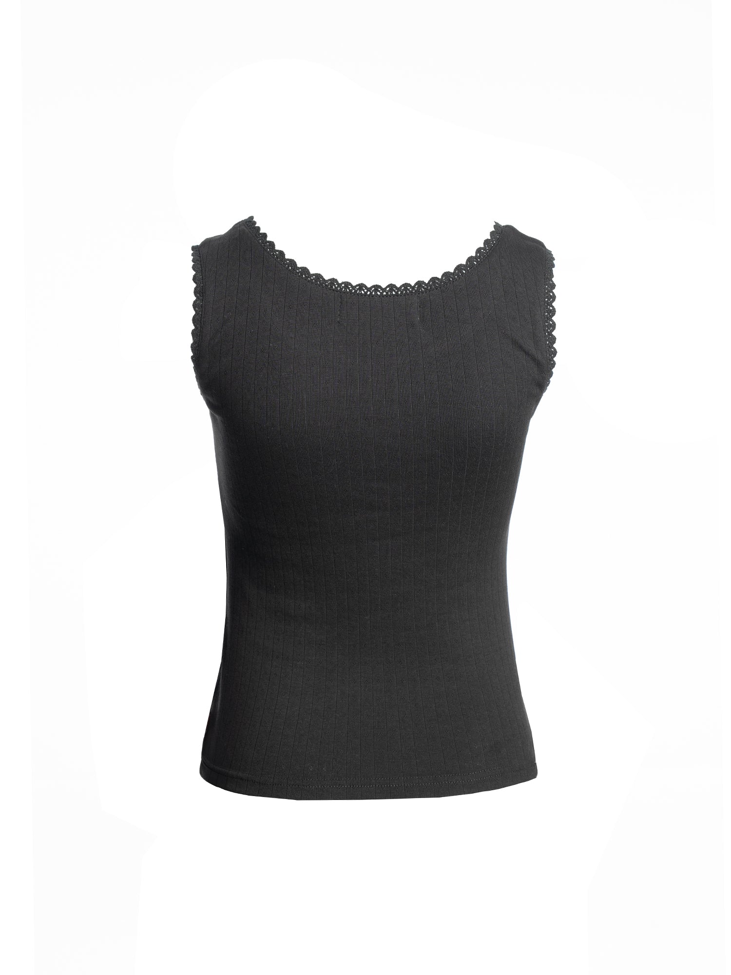 Lace Trim Ribbed Tank Top