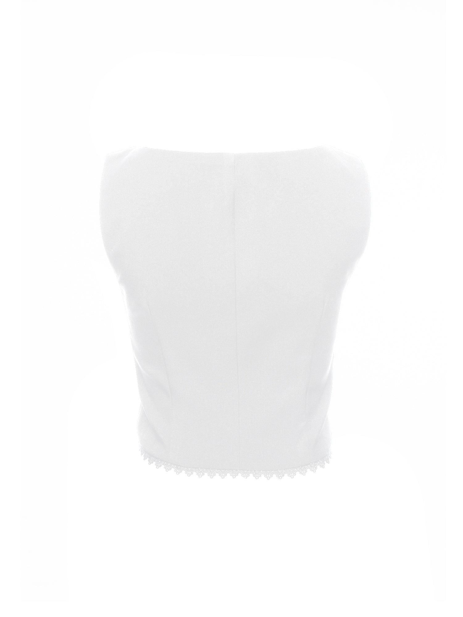 Button Front Lace Hem Top