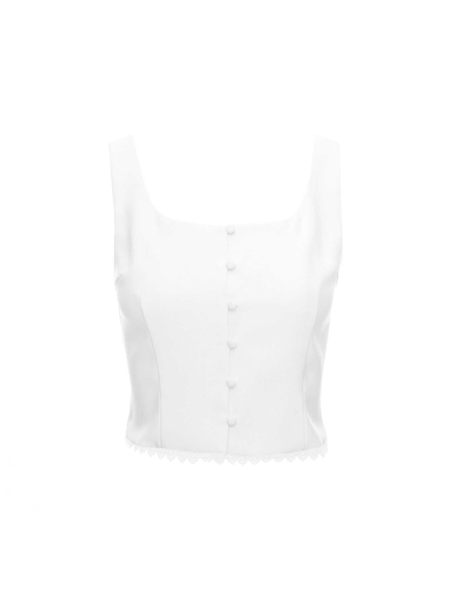 Button Front Lace Hem Top