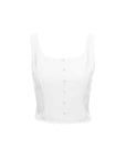 Button Front Lace Hem Top